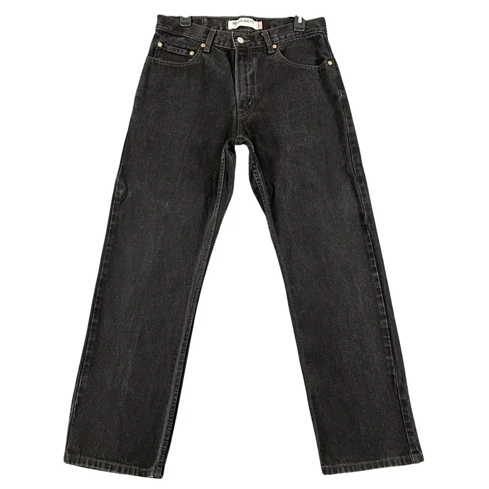Vintage Y2K Levis 505 Jeans Mens 33x30 Regular Fit Faded Black Denim Casual Wear